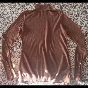 H&M Brown Turtleneck Sweater With Shiny Buttons
